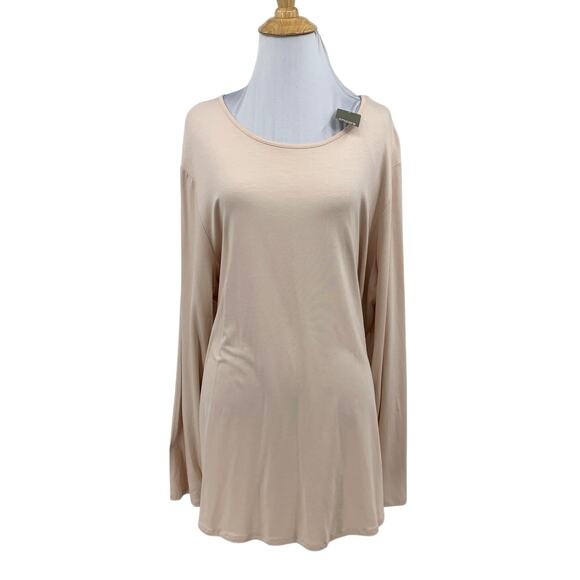 Chico's Tops - Chicos Top Women 4 Sheer Petal Karina Shirttail Long Sleeve Basic Knit ScoopNeck